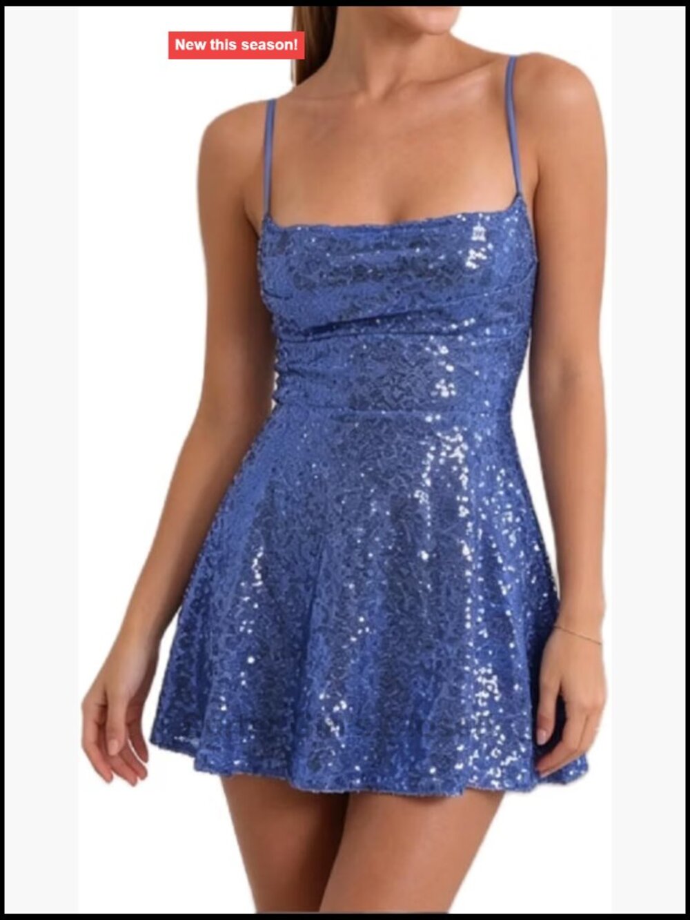 Sequin Mini Dress with Spaghetti Straps, Backless Bodycon Slip Disco Cocktail